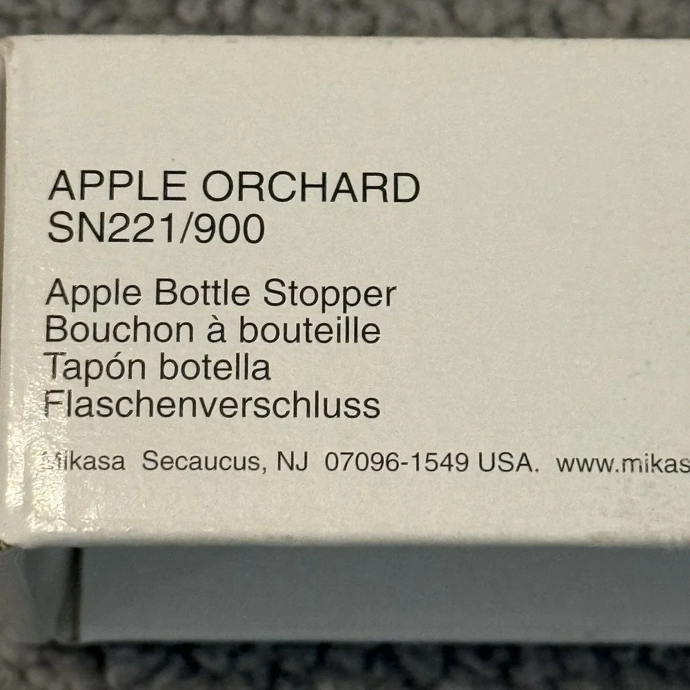 Mikasa Apple Orchard Full Lead Glass Bottle Stopper Original Box Vtg Collectible